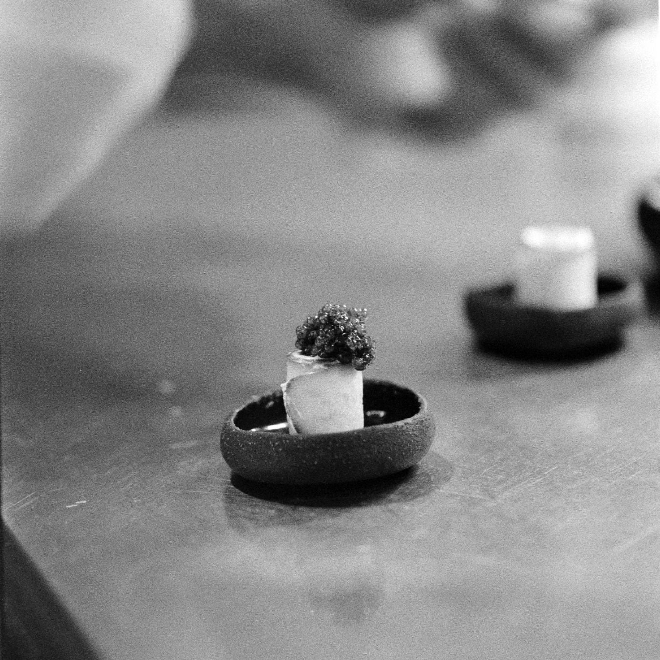 Chef-prepared caviar bite - sturgeon caviar plating for fine dining, La Caviare
